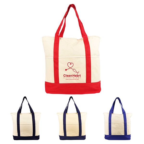 Deluxe Zippered Cotton Canvas Tote Bag