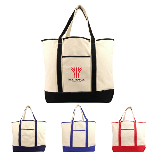 Deluxe Cotton Canvas Tote Bag w/ Outer Pocket