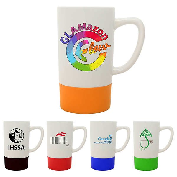 18 Oz. Colorful Silicone Base Ceramic Mug