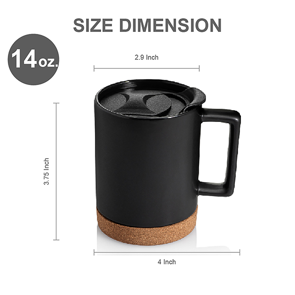 24 oz. Cork Bottom Travel Mugs With Handle