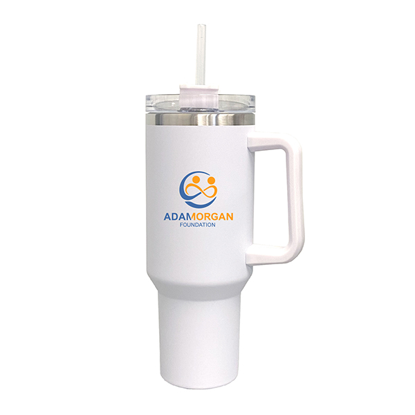 40 Oz Stainless Vacuum Water Mug Bottle W-Handle Lid Straw